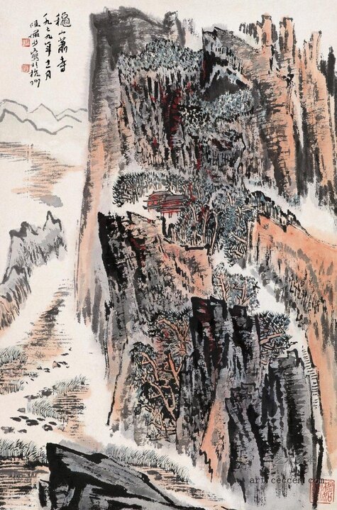 陆俨少 1979年作 秋山萧寺